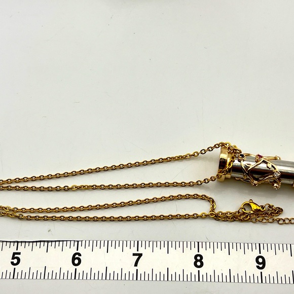 Gold Toned Semi Precious Gem Stone Kaleidoscope Pendant Necklace - Picture 9 of 10